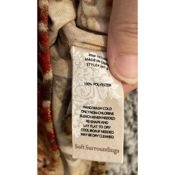 Soft Surroundings Large Button Up Top Blouse Montaigne Paisley Burnout Velvet - Picture 7 of 8